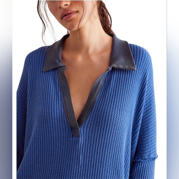 FREE PEOPLE We The Free Travis Polo/Dutch Blue - Picture 3 of 7